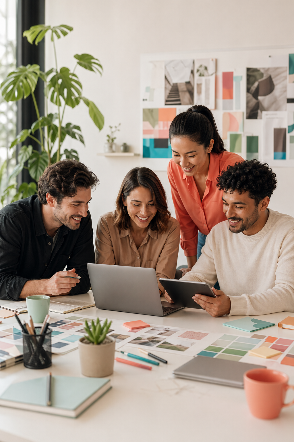 Dijital proje toplantısı yapan kreatif ekip